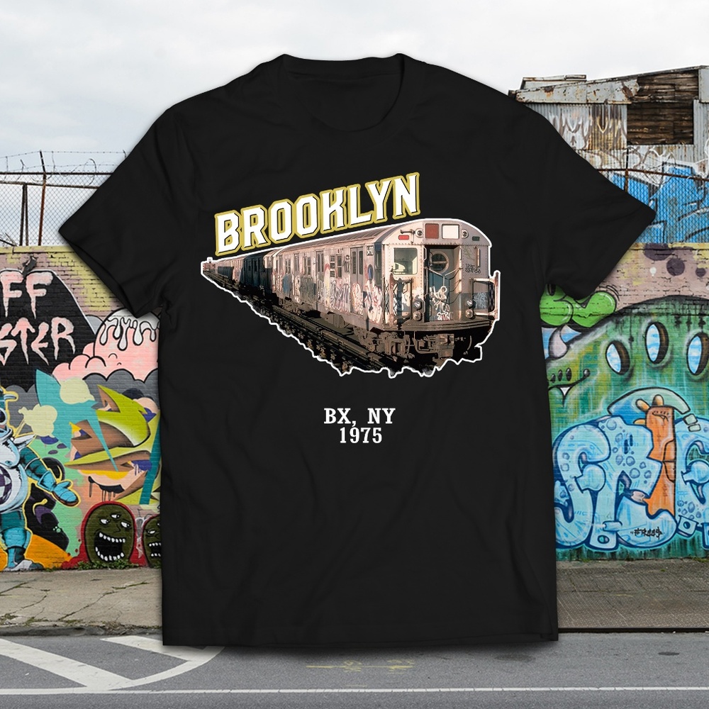 Brooklyn New York Black Graffiti Train Tee